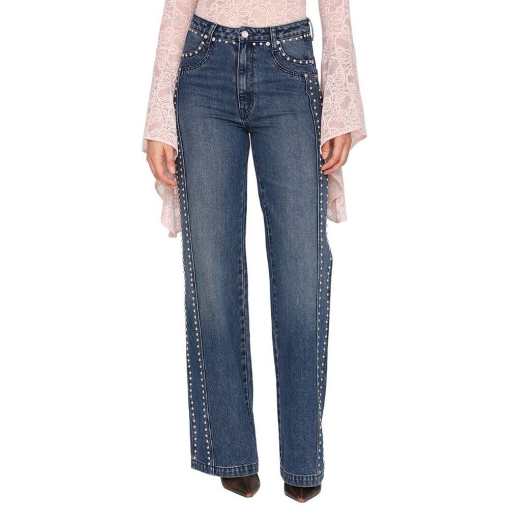 Avec Les Filles Womens Denim Pant, Blue